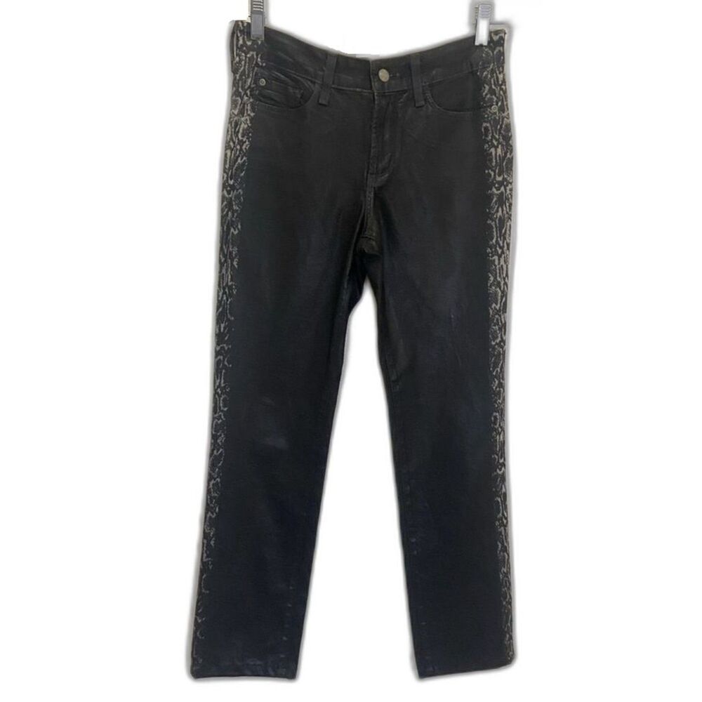 NYDJ - black jeans with snake print side stripes. Slim cut and true to size. - Picture 7 of 15